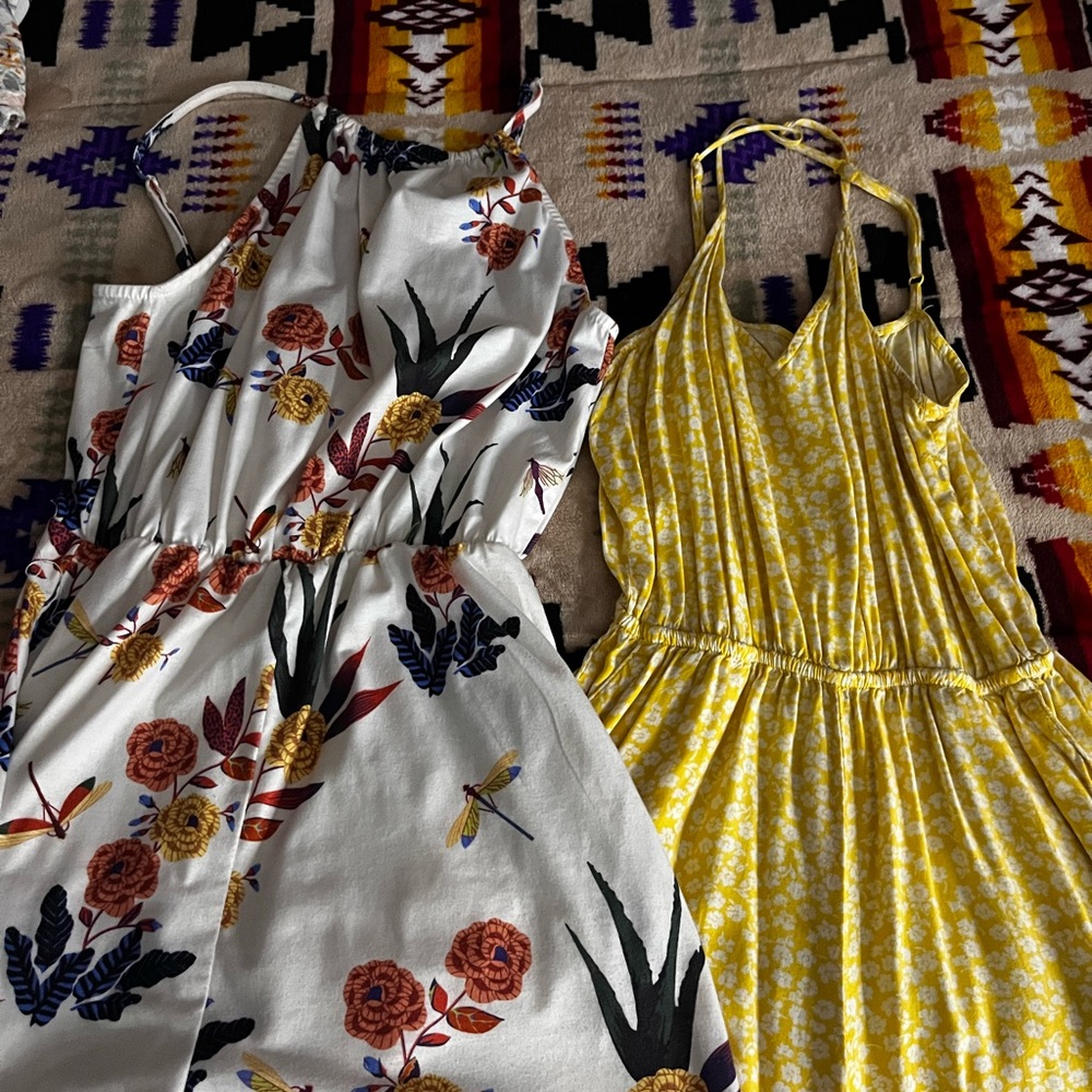 H&M Floral Jumpsuits - White and Yellow